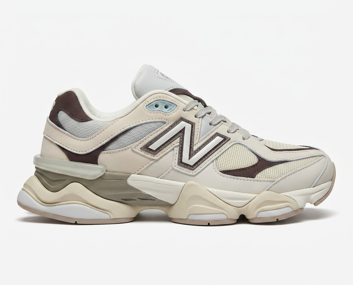 Layered sea salt mesh and suede with a wavy stacked midsole on a plain white background